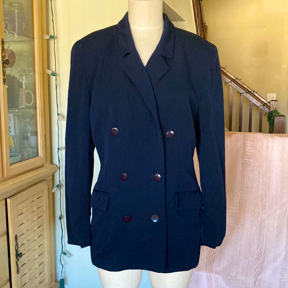 Christian Dior navy blue Vtg blazer, Sz 10